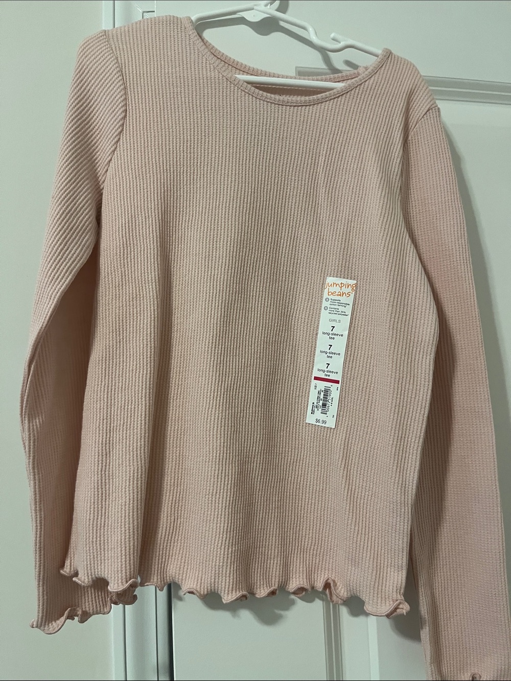 jumping beans Ribbed Long-Sleeve Top in Blush Pink